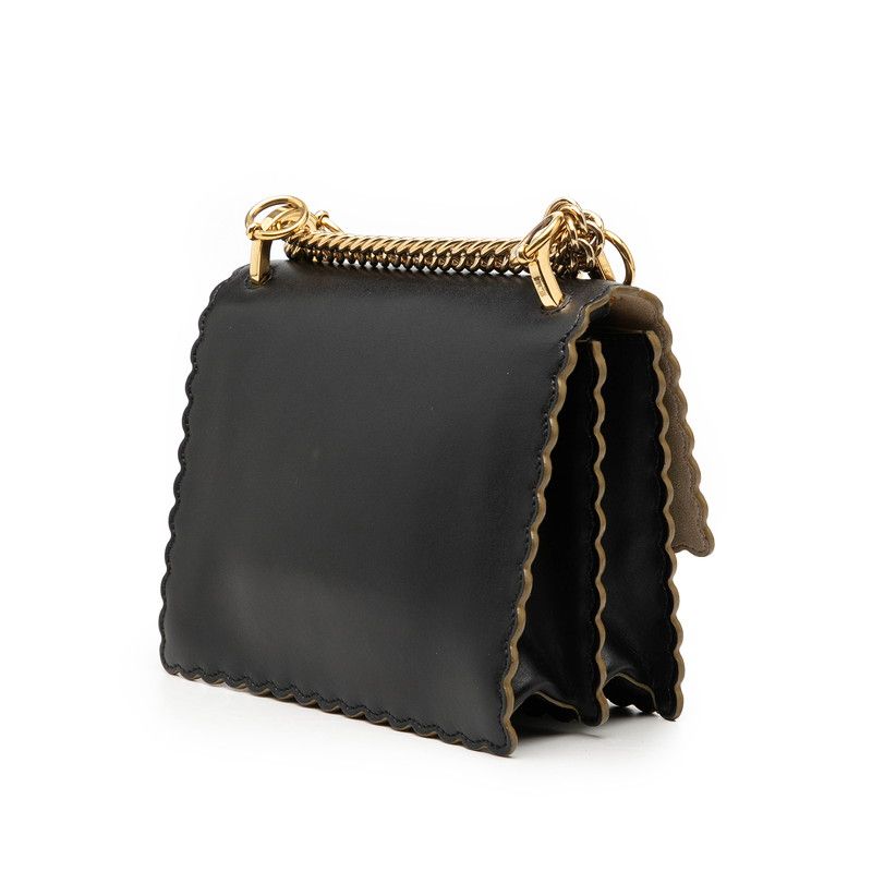 Fendi Mini Canai Chain Shoulder Bag Black Leather — view 2