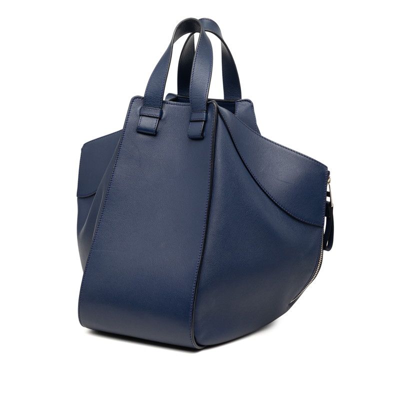 Loewe Anagram Hammock Shoulder Bag Drawstring 2-Way Navy Leather — view 2