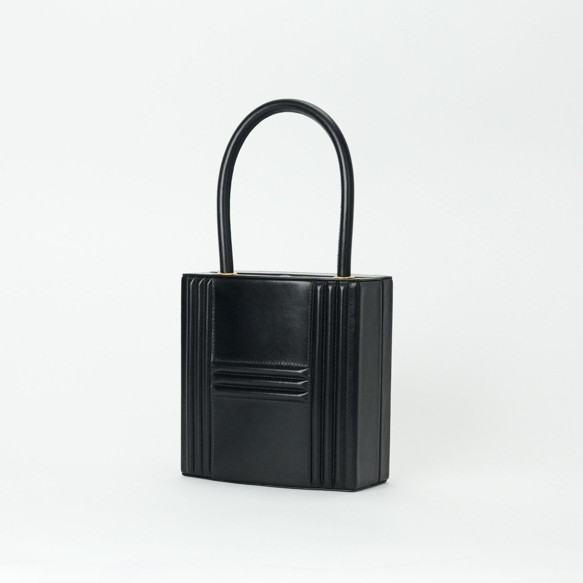 Hermes Kelly Cadena Tote Box Calf Noir Black Gold Vintage — view 3
