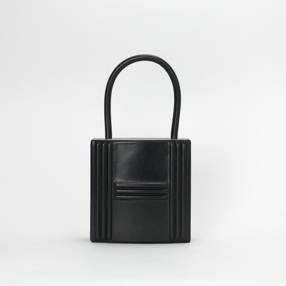 Hermes Kelly Cadena Tote Box Calf Noir Black Gold Vintage — view 4