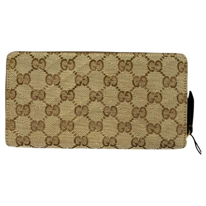 Gucci Blue Zip Around Wallet Sand & Dark Brown GG Canvas — view 3