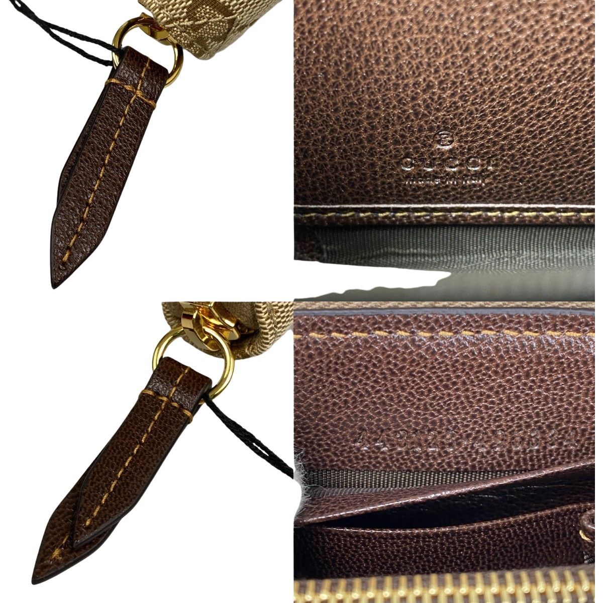 Gucci Blue Zip Around Wallet Sand & Dark Brown GG Canvas — view 7