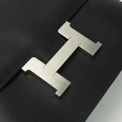 Hermes Constance 25 Shoulder Bag Chamonix Noir Black Silver Box Calf Barenia — view 8
