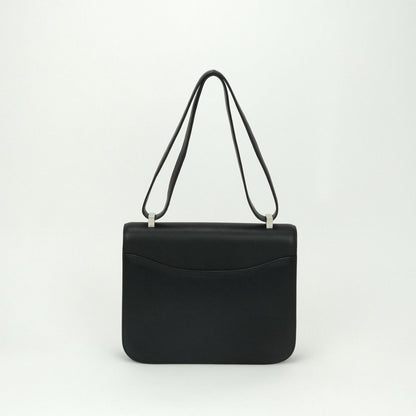 Hermes Constance 25 Shoulder Bag Chamonix Noir Black Silver Box Calf Barenia — view 3