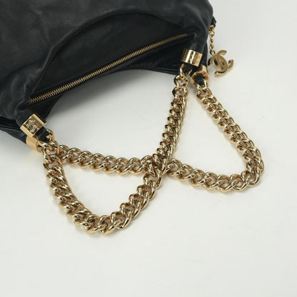 Chanel Tote Shoulder Bag Lambskin Noir Black Gold Chain Bag Big CC Logo Jumbo — view 4