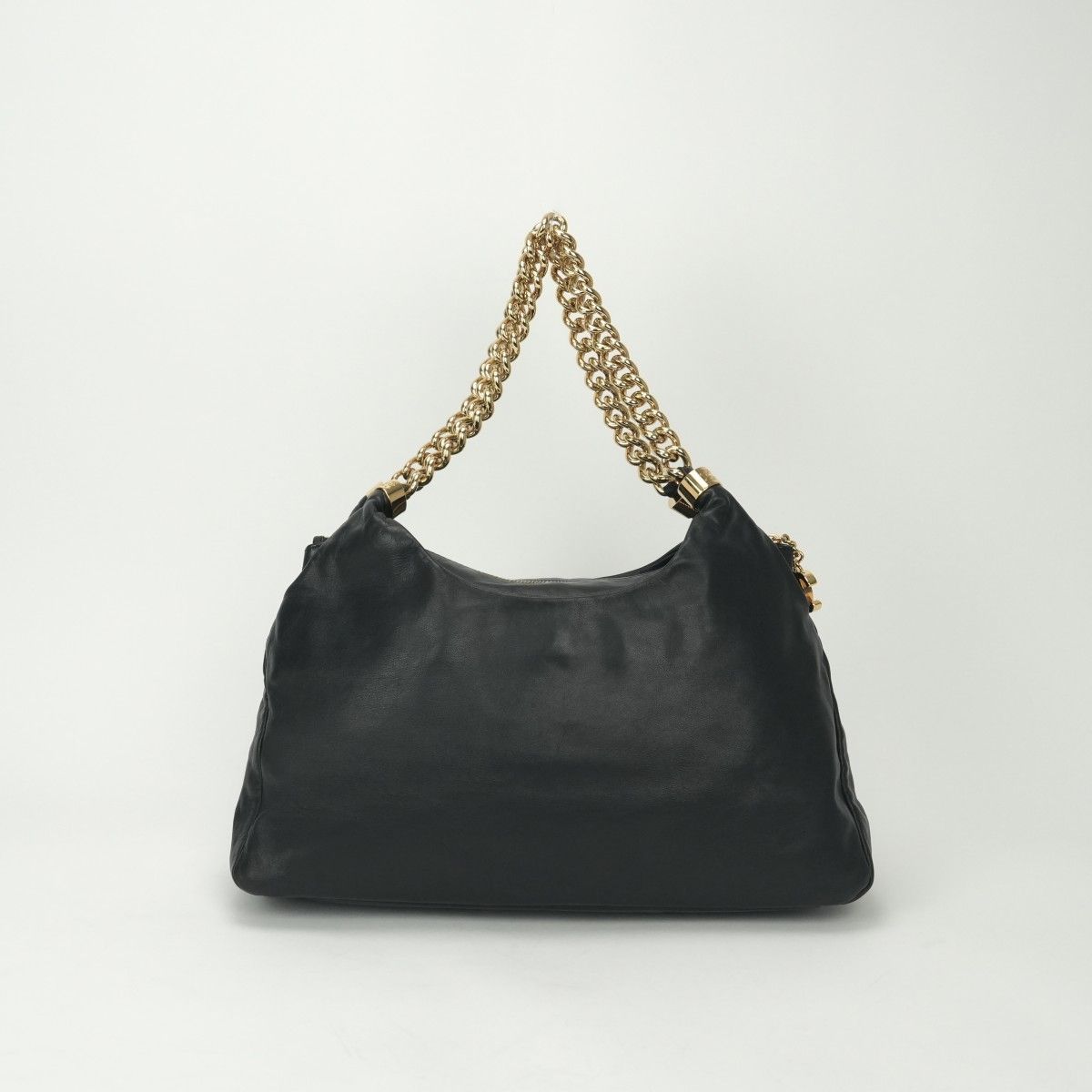 Chanel Tote Shoulder Bag Lambskin Noir Black Gold Chain Bag Big CC Logo Jumbo — view 3