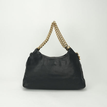 Chanel Tote Shoulder Bag Lambskin Noir Black Gold Chain Bag Big CC Logo Jumbo — view 3