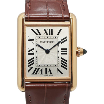 Cartier Heaven Tan Louis LM PG Leather Silver Hand Wound Watch