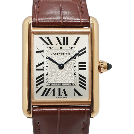 Cartier Heaven Tan Louis LM PG Leather Silver Hand Wound Watch