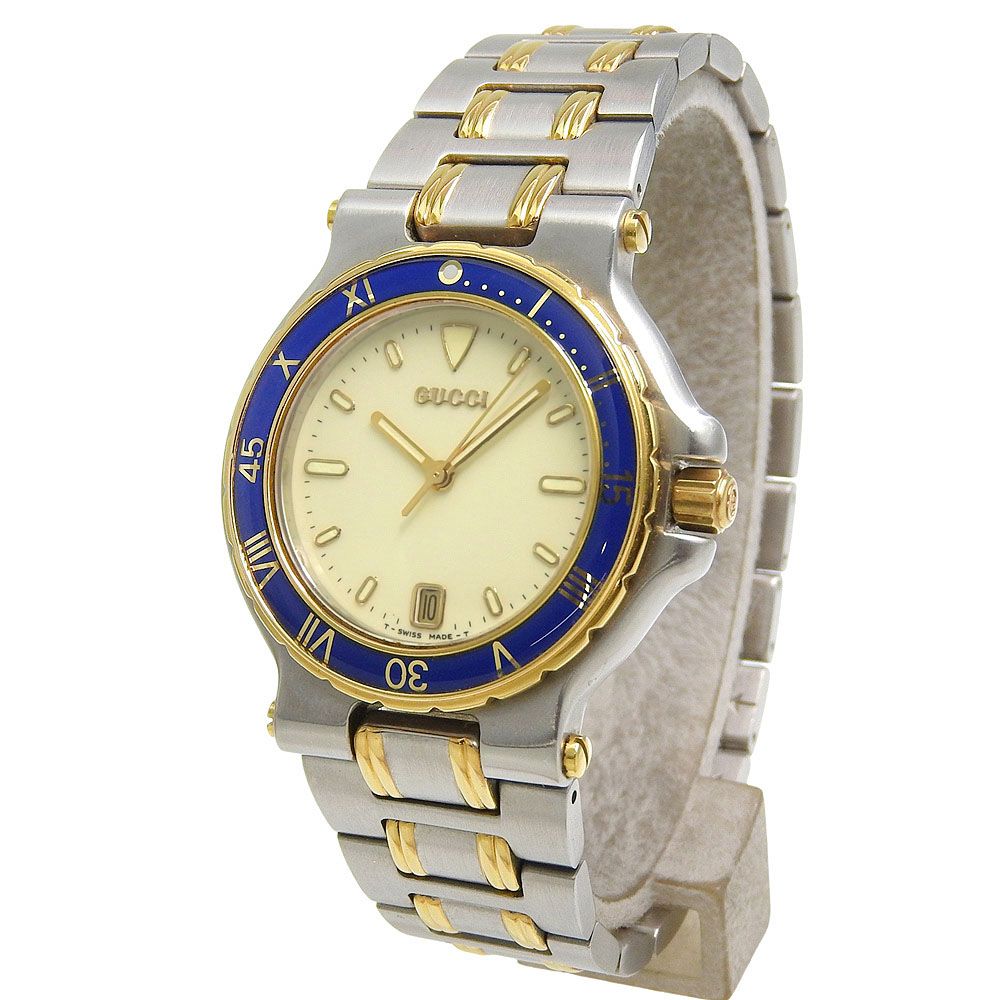 Gucci Stainless Steel Gold Plated Ivory Kuo Analog Display Dial Watch — view 2