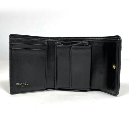 Chanel CC Logo Trifold Wallet Quilted Leather Black — view 8