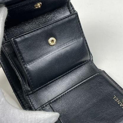 Chanel CC Logo Trifold Wallet Quilted Leather Black — view 5