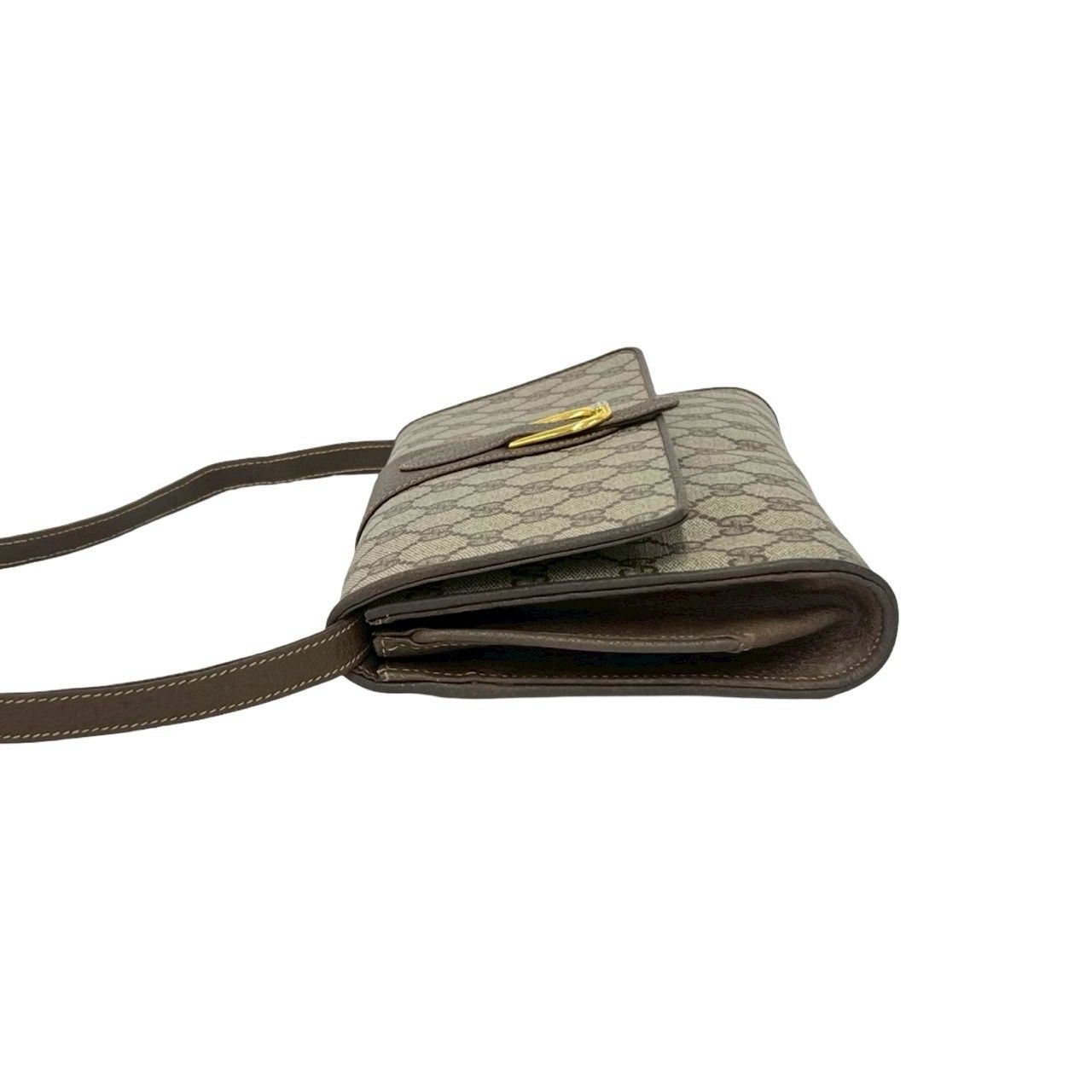 Gucci Vintage GG Logo Leather Shoulder Bag Pochette Crossbody Brown — view 5