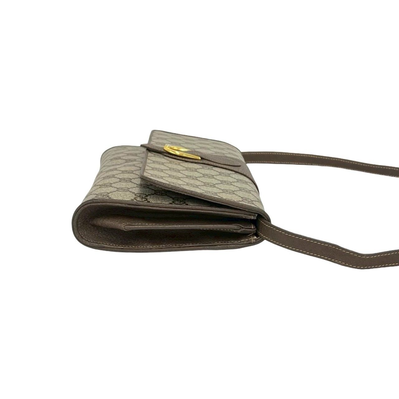 Gucci Vintage GG Logo Leather Shoulder Bag Pochette Crossbody Brown — view 6