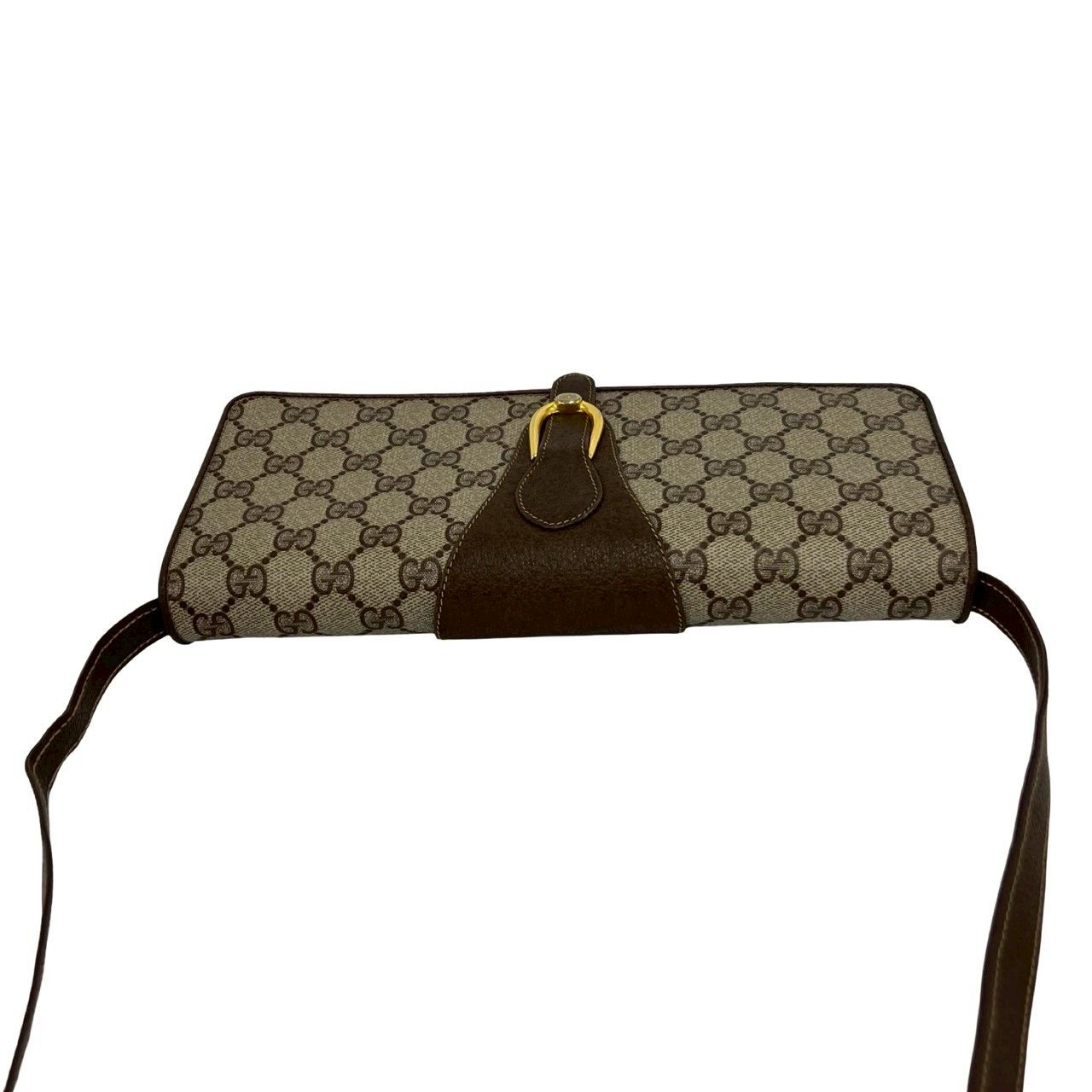 Gucci Vintage GG Logo Leather Shoulder Bag Pochette Crossbody Brown — view 4