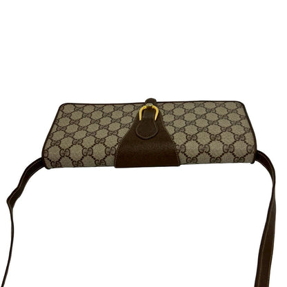 Gucci Vintage GG Logo Leather Shoulder Bag Pochette Crossbody Brown — view 4