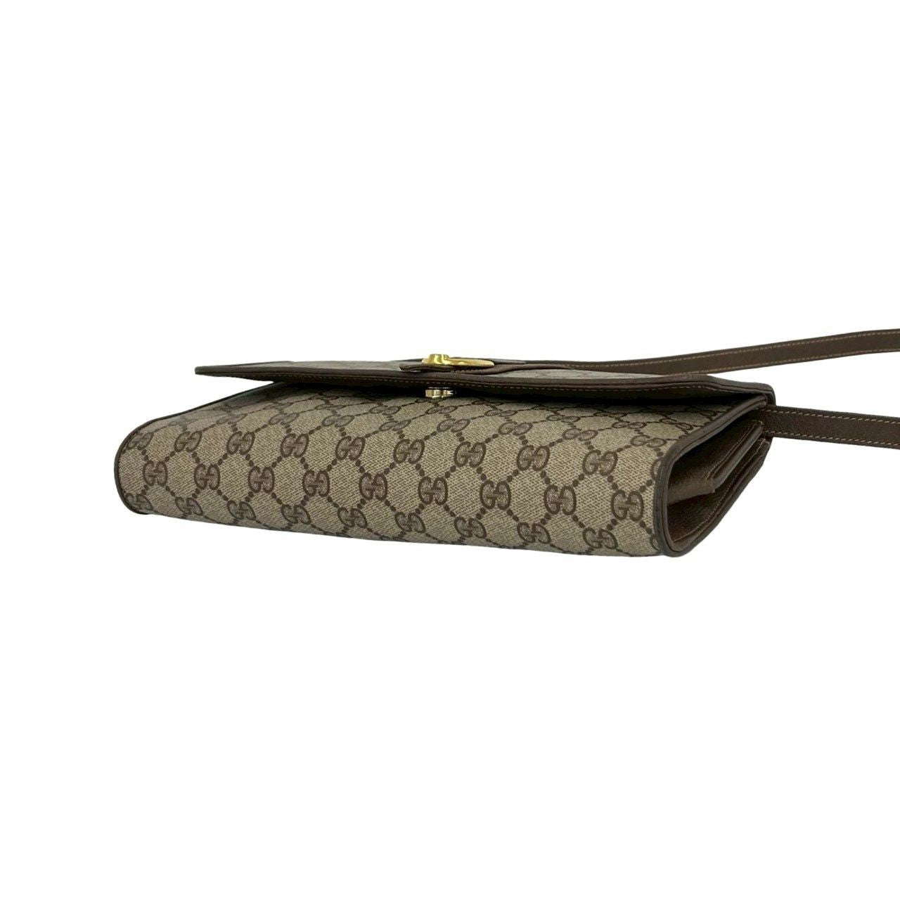 Gucci Vintage GG Logo Leather Shoulder Bag Pochette Crossbody Brown — view 8