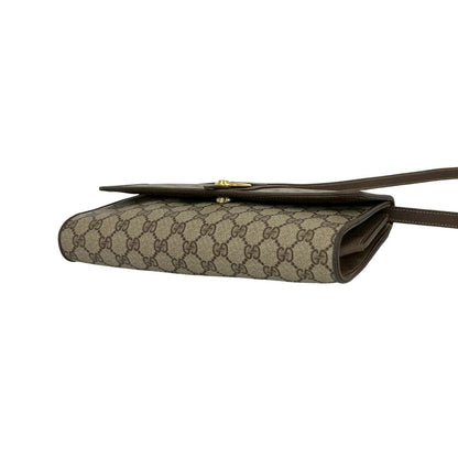 Gucci Vintage GG Logo Leather Shoulder Bag Pochette Crossbody Brown — view 8