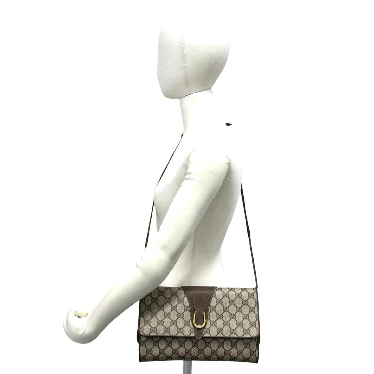 Gucci Vintage GG Logo Leather Shoulder Bag Pochette Crossbody Brown — view 2