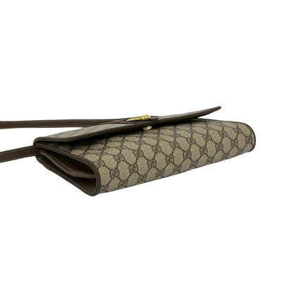 Gucci Vintage GG Logo Leather Shoulder Bag Pochette Crossbody Brown — view 7