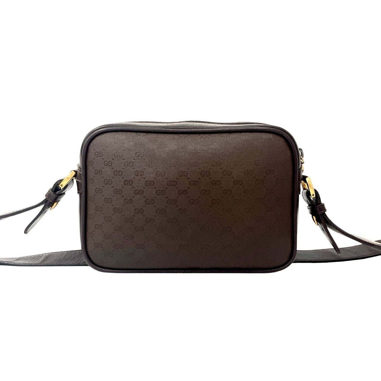 Gucci Vintage Micro GG Logo Leather Mini Shoulder Bag Pochette Brown — view 3