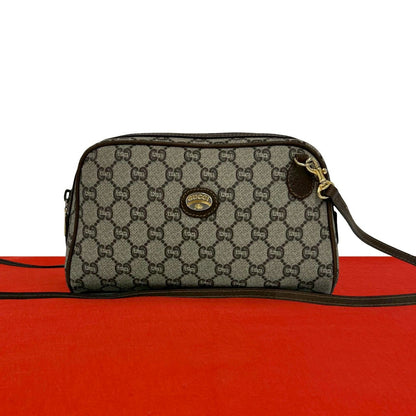 Gucci Vintage Plus Logo Pattern Leather Mini Shoulder Bag Pochette Brown