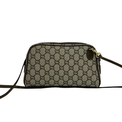 Gucci Vintage Plus Logo Pattern Leather Mini Shoulder Bag Pochette Brown — view 3