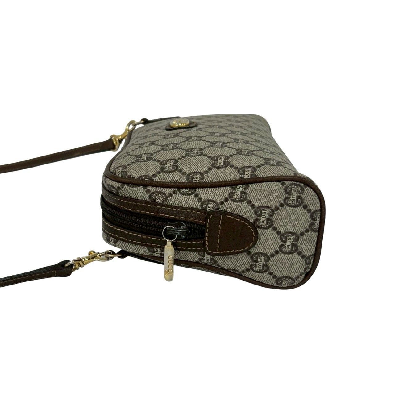 Gucci Vintage Plus Logo Pattern Leather Mini Shoulder Bag Pochette Brown — view 5