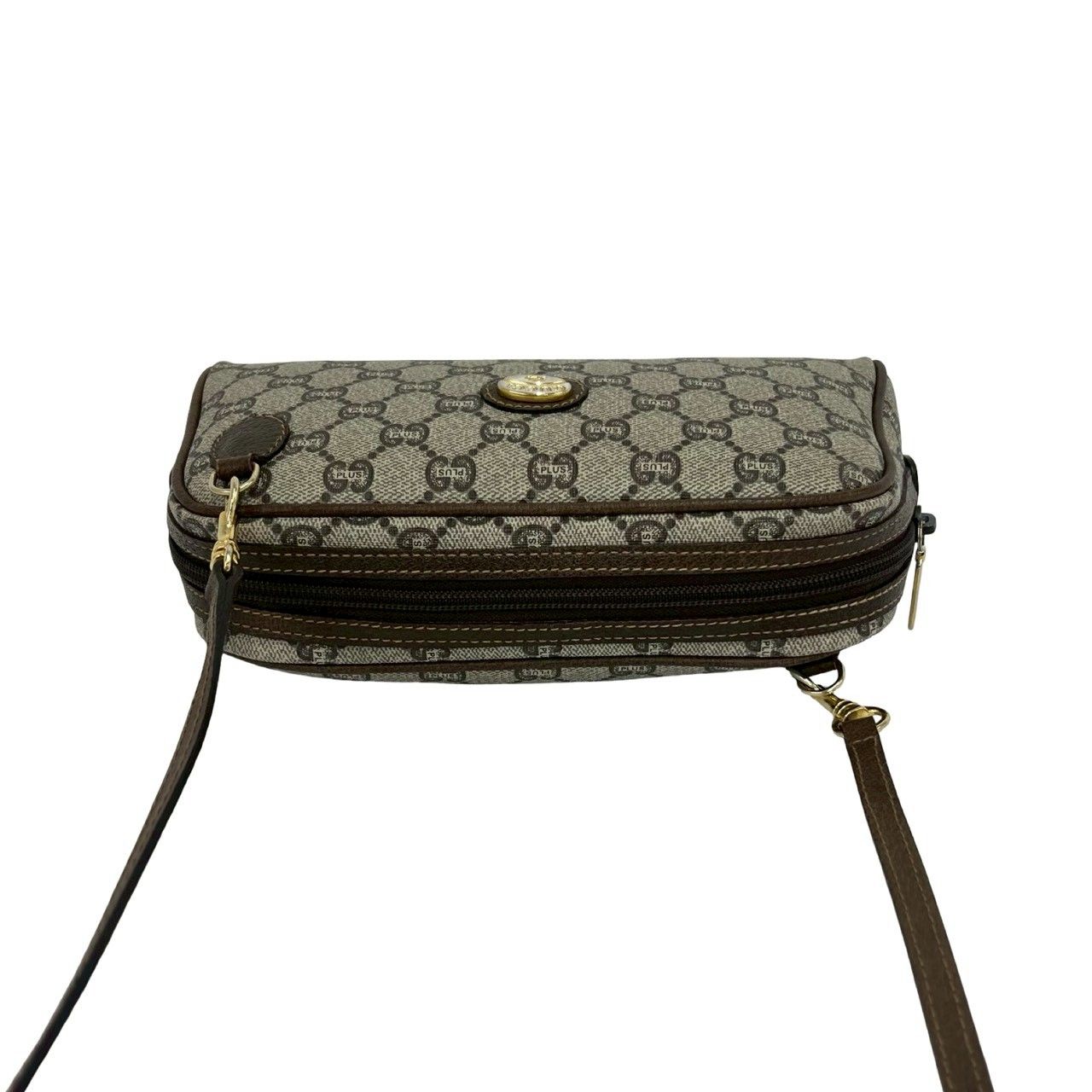 Gucci Vintage Plus Logo Pattern Leather Mini Shoulder Bag Pochette Brown — view 4