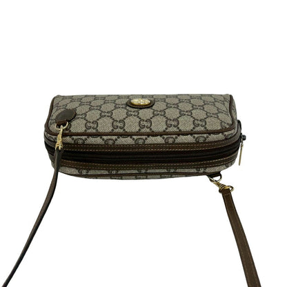 Gucci Vintage Plus Logo Pattern Leather Mini Shoulder Bag Pochette Brown — view 4