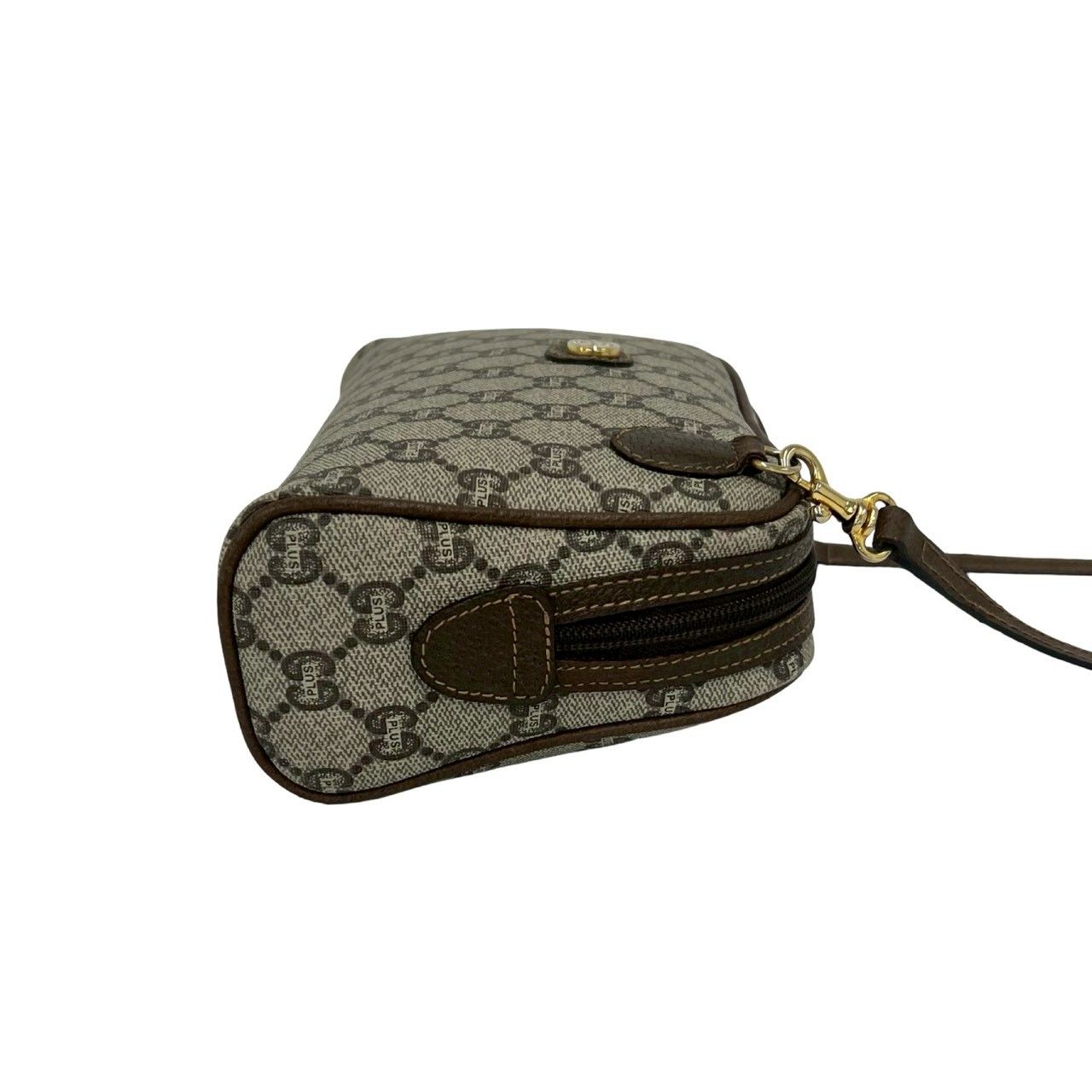 Gucci Vintage Plus Logo Pattern Leather Mini Shoulder Bag Pochette Brown — view 6