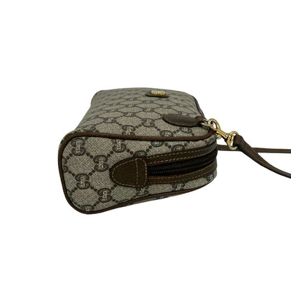 Gucci Vintage Plus Logo Pattern Leather Mini Shoulder Bag Pochette Brown — view 6