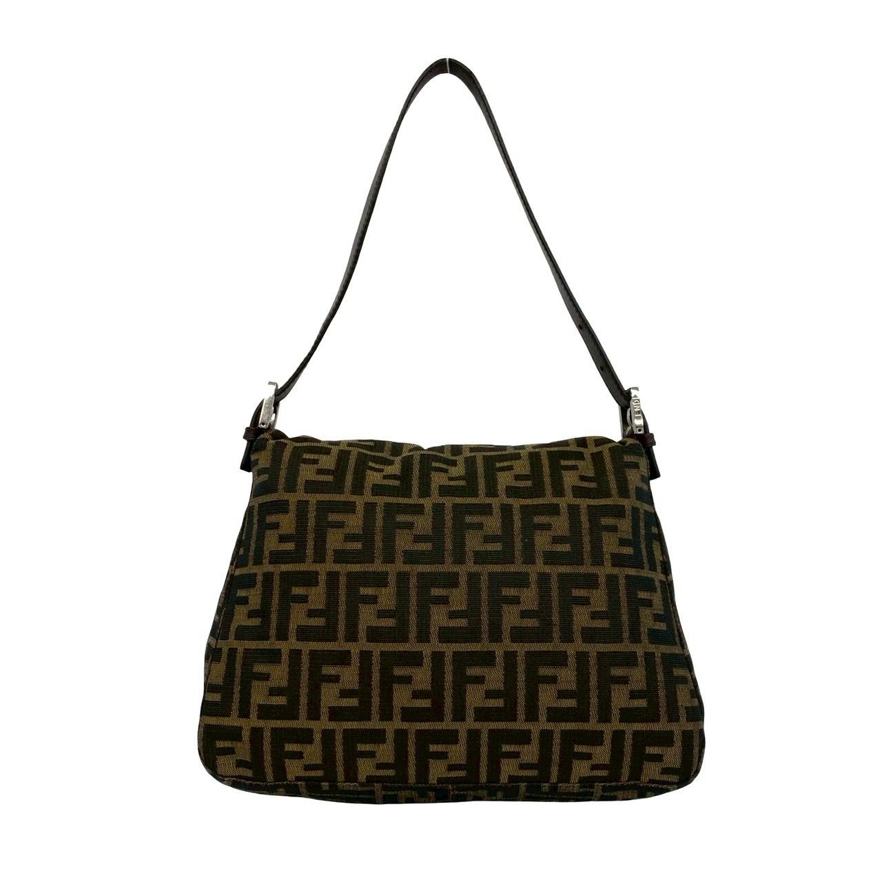 Fendi Mamma Bucket Zucca FF Pattern Canvas Leather Shoulder Bag Brown — view 3