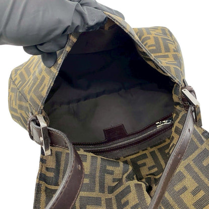 Fendi Mamma Bucket Zucca FF Pattern Canvas Leather Shoulder Bag Brown — view 9