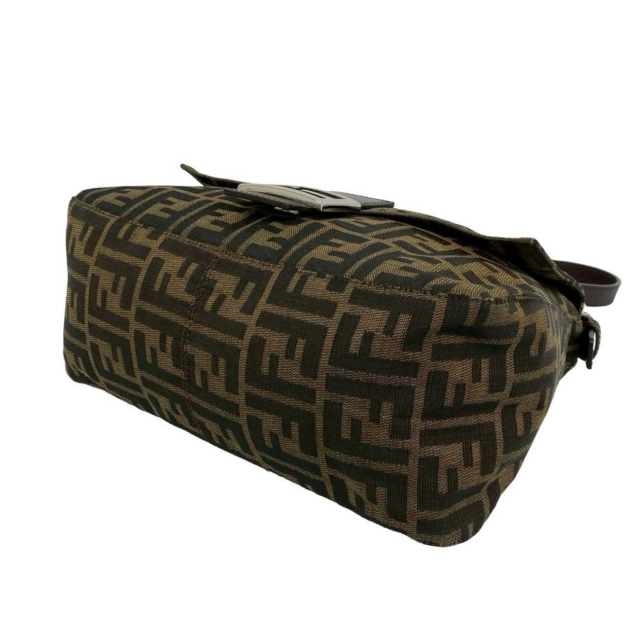 Fendi Mamma Bucket Zucca FF Pattern Canvas Leather Shoulder Bag Brown — view 8