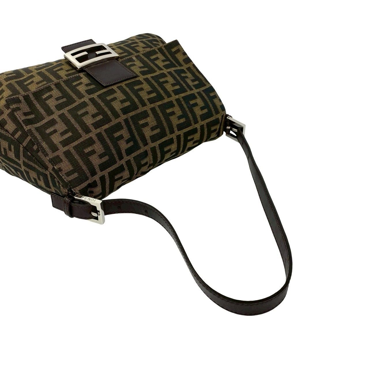 Fendi Mamma Bucket Zucca FF Pattern Canvas Leather Shoulder Bag Brown — view 4