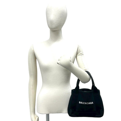 Balenciaga Navy Cabas XS Logo Canvas Leather Handbag Mini Tote Black — view 2