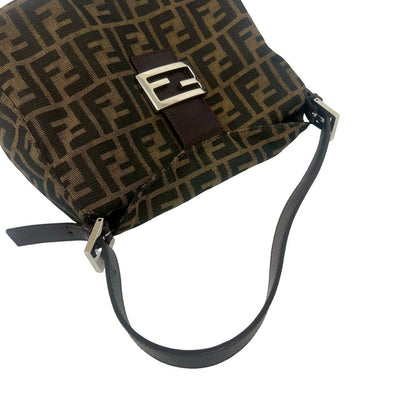 Fendi Vintage Mamma Bucket Zucca Pattern FF Logo Canvas Leather Shoulder — view 4