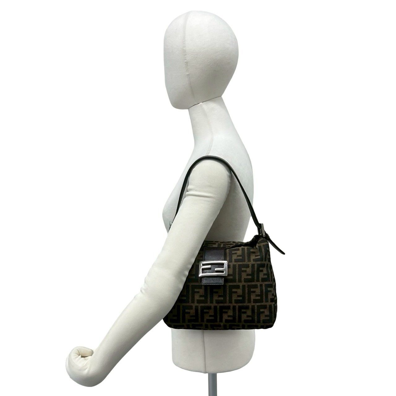 Fendi Vintage Mamma Bucket Zucca Pattern FF Logo Canvas Leather Shoulder — view 2