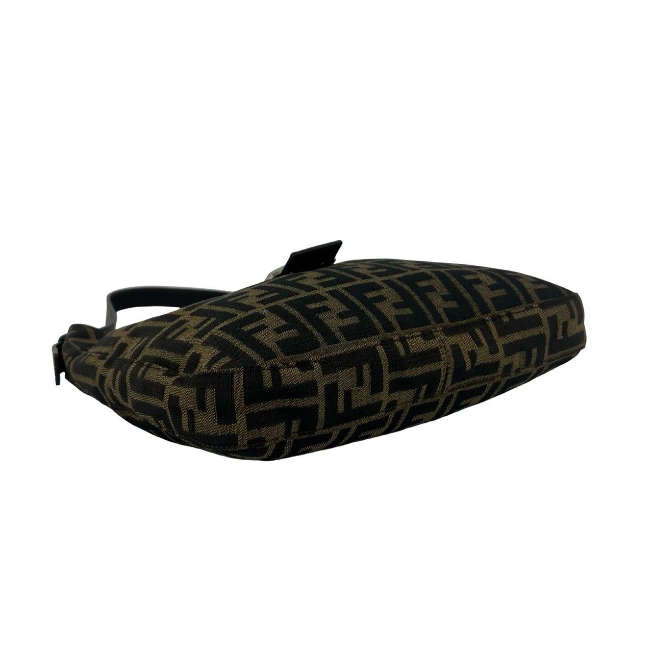 Fendi Zucca FF Pattern Logo Canvas Leather Shoulder Bag Brown Black — view 7