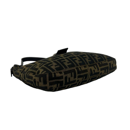Fendi Zucca FF Pattern Logo Canvas Leather Shoulder Bag Brown Black — view 7
