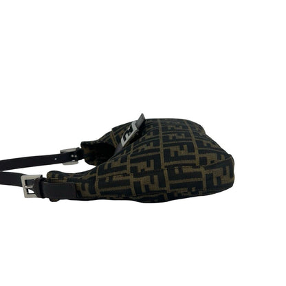 Fendi Zucca FF Pattern Logo Canvas Leather Shoulder Bag Brown Black — view 5