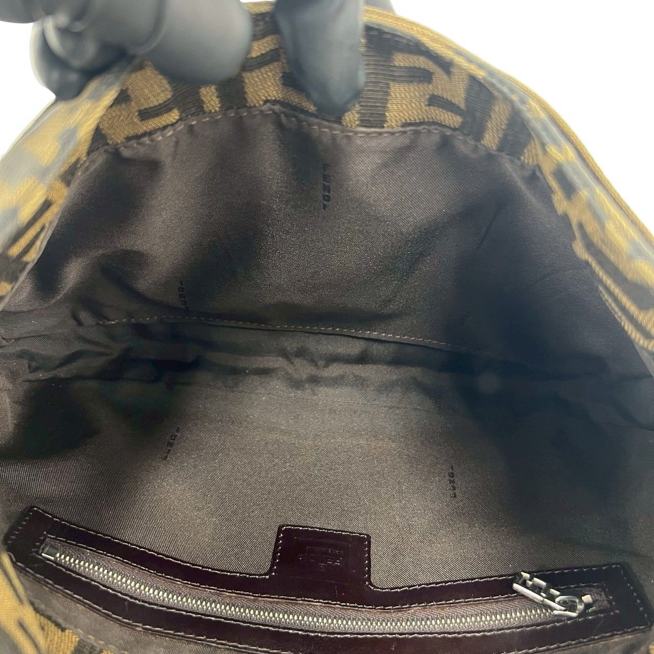 Fendi Zucca FF Pattern Logo Canvas Leather Shoulder Bag Brown Black — view 9