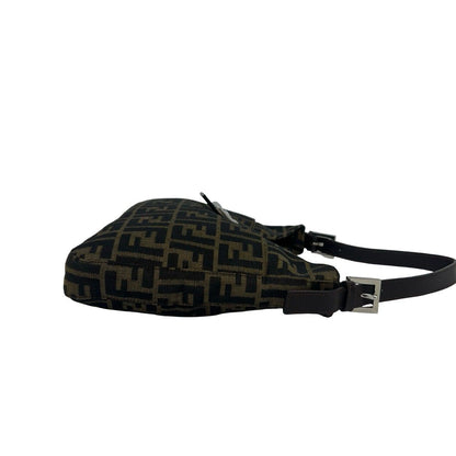 Fendi Zucca FF Pattern Logo Canvas Leather Shoulder Bag Brown Black — view 6