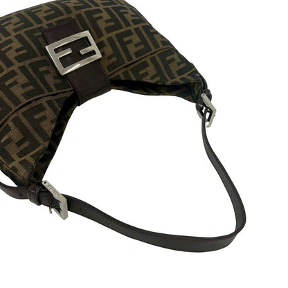 Fendi Zucca FF Pattern Logo Canvas Leather Shoulder Bag Brown Black — view 4