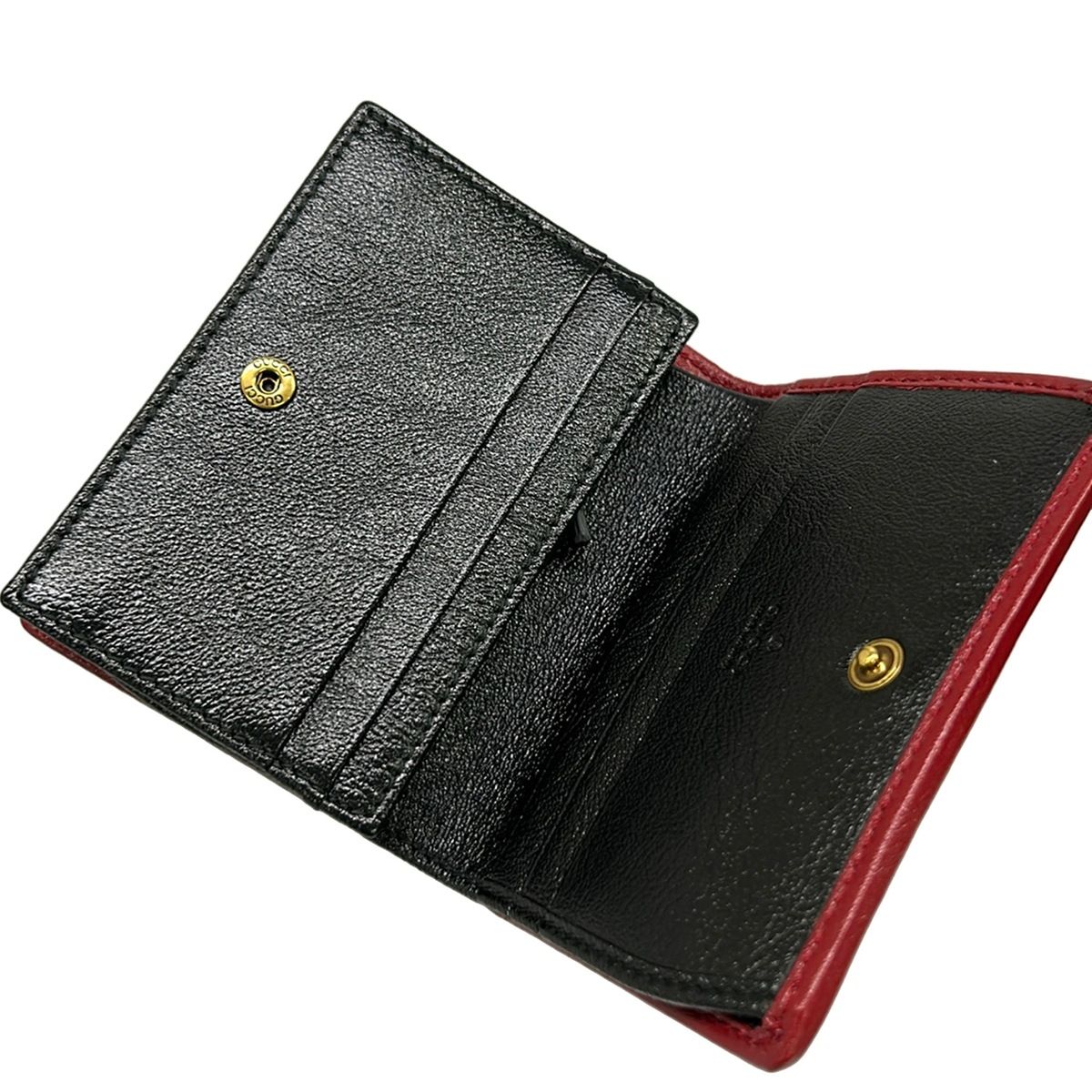 Gucci Bifold Wallet GG Marmont Card Case Black Bordeaux Leather — view 3