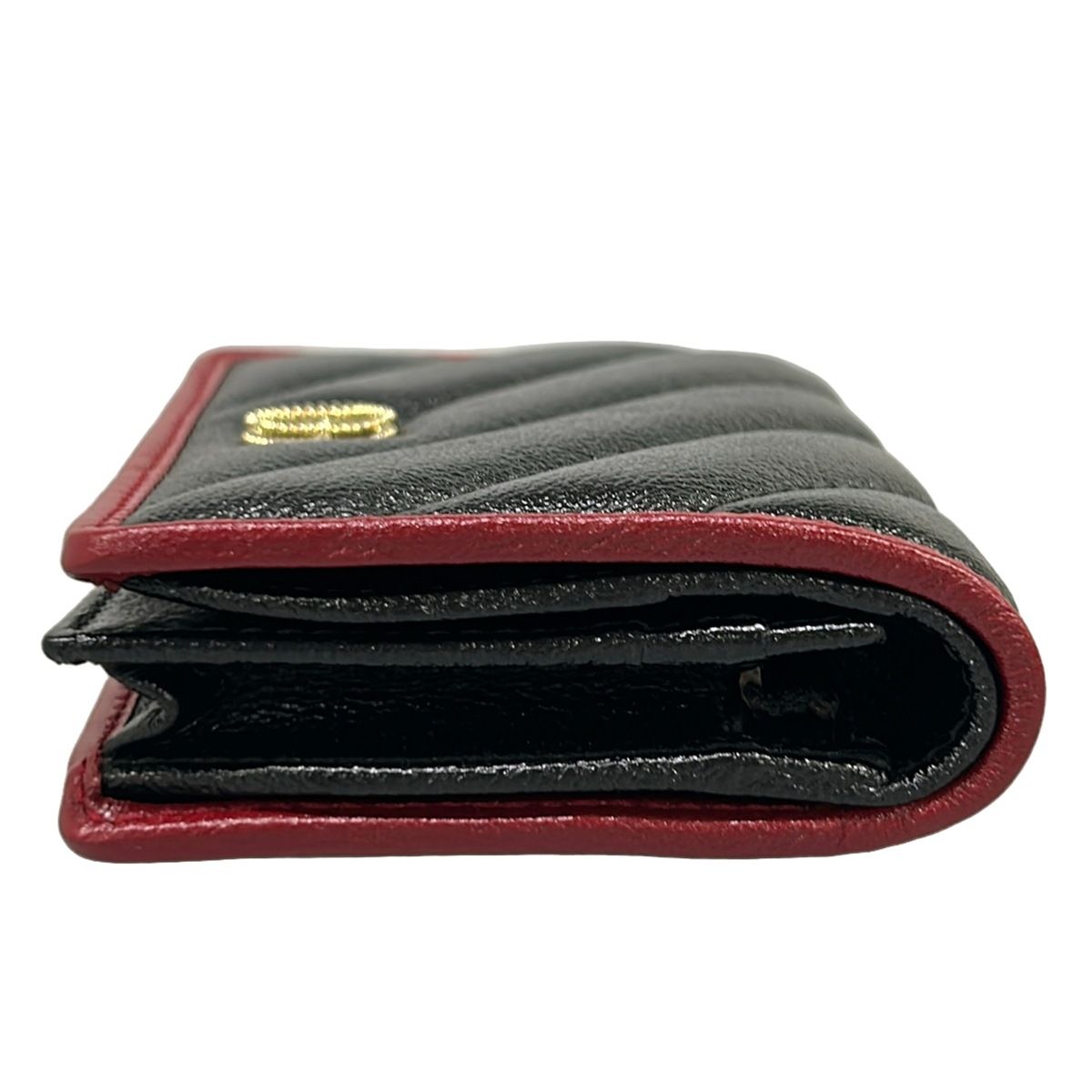 Gucci Bifold Wallet GG Marmont Card Case Black Bordeaux Leather — view 8