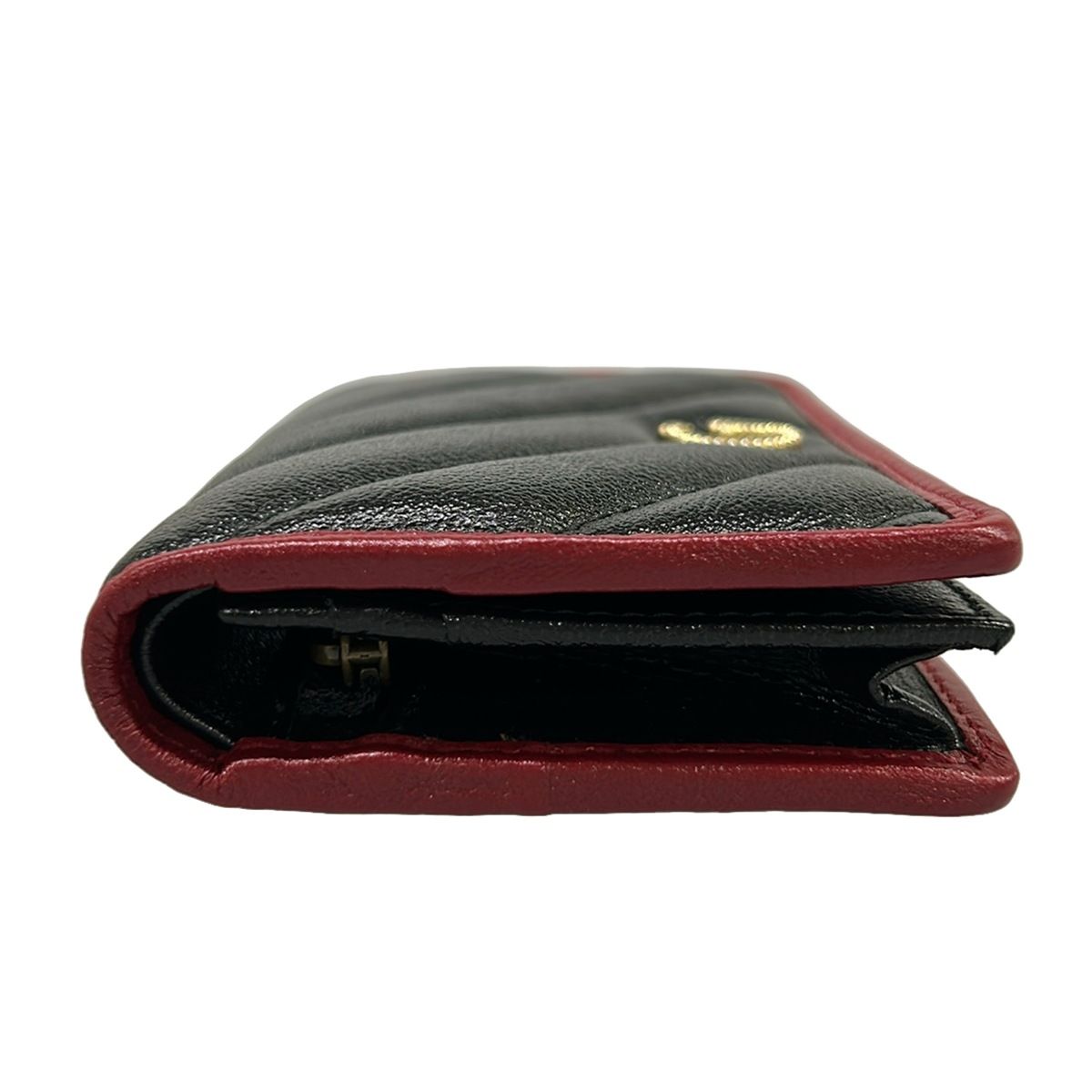 Gucci Bifold Wallet GG Marmont Card Case Black Bordeaux Leather — view 9