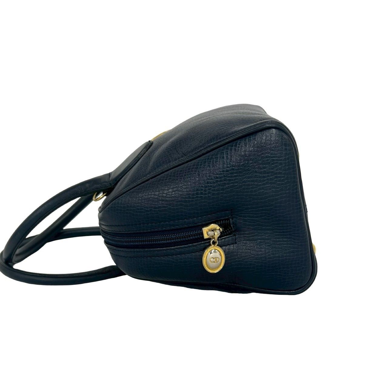 Dior Vintage CD Logo Leather 2-Way Shoulder Bag Navy — view 5