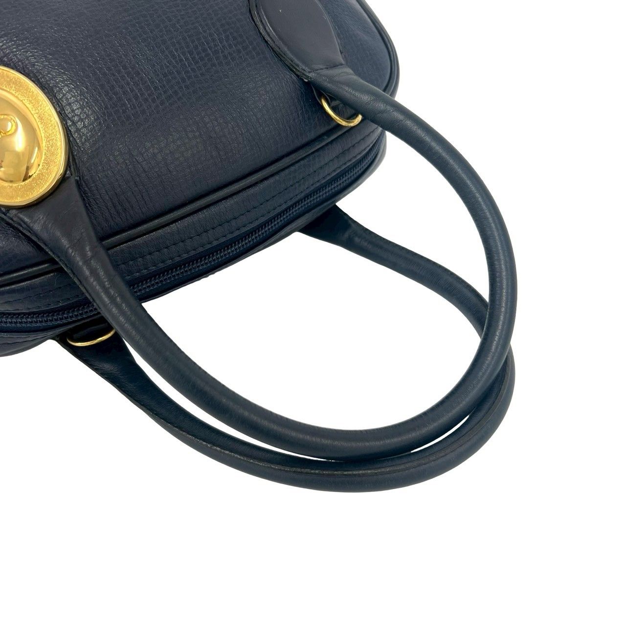 Dior Vintage CD Logo Leather 2-Way Shoulder Bag Navy — view 4